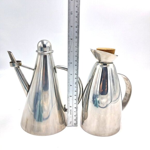 IPac Oil and Vinegar Bottles Stainless Steel 18/10-Made in Italy-Vintage - Picture 5 of 5